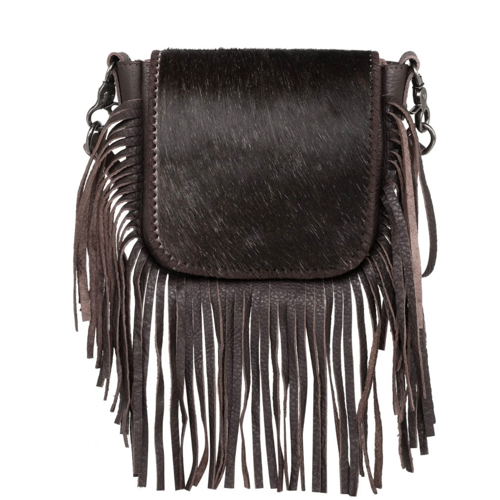 RLC-L161 Montana West Genuine Leather Hair-On Collection Fringe Crossbody
