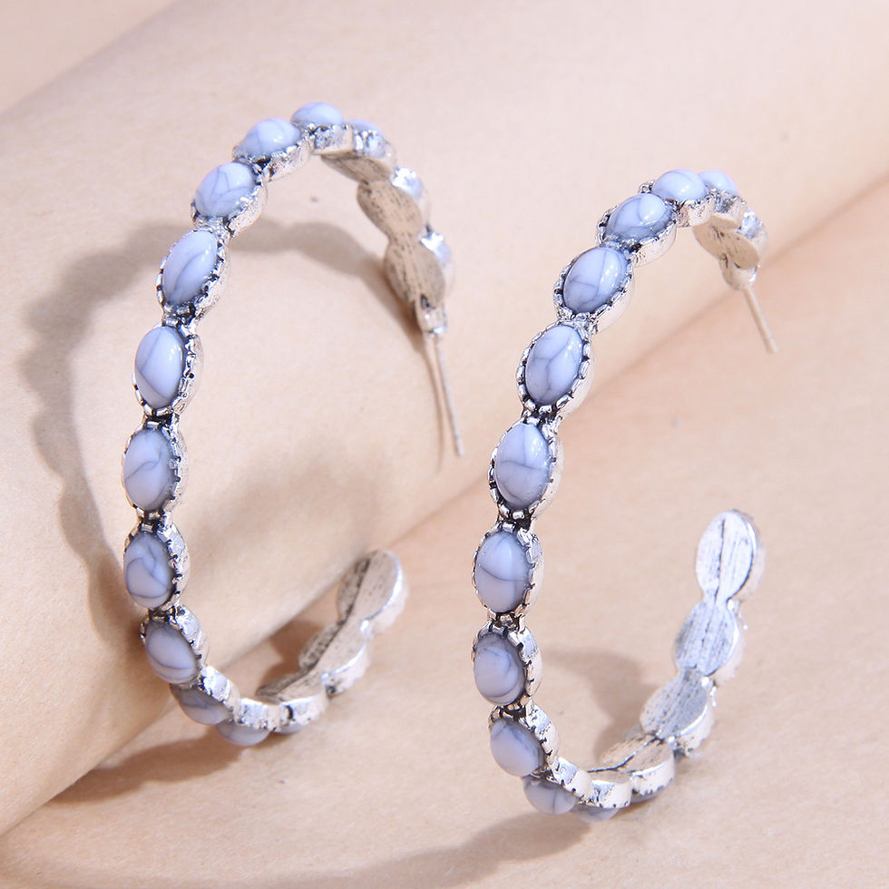 Thumbnail: Western  Stone Hoop Earrings