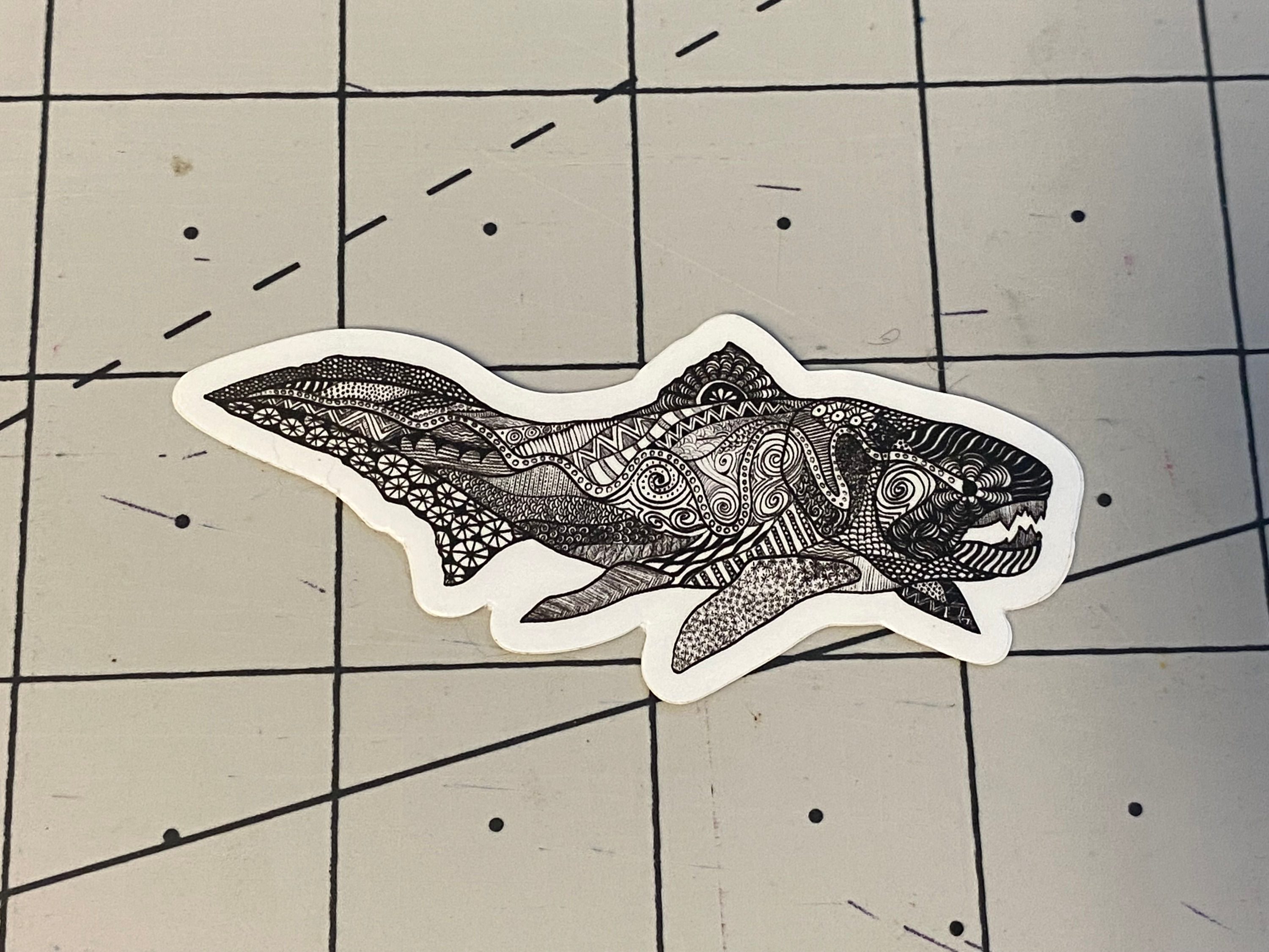 Zentangle Dunkleosteus Fish Vinyl Sticker