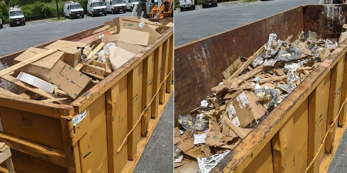 Before — overflowing debris