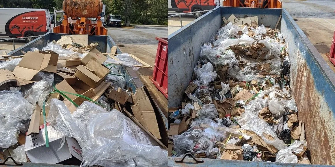 Before — full construction dumpster