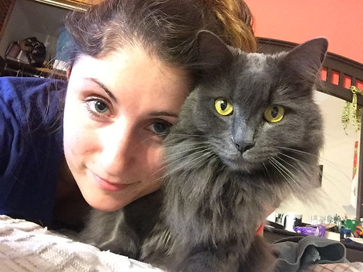 Effy Everlasting founder with beloved cat Effy, inspiration for compassionate end-of-life care.