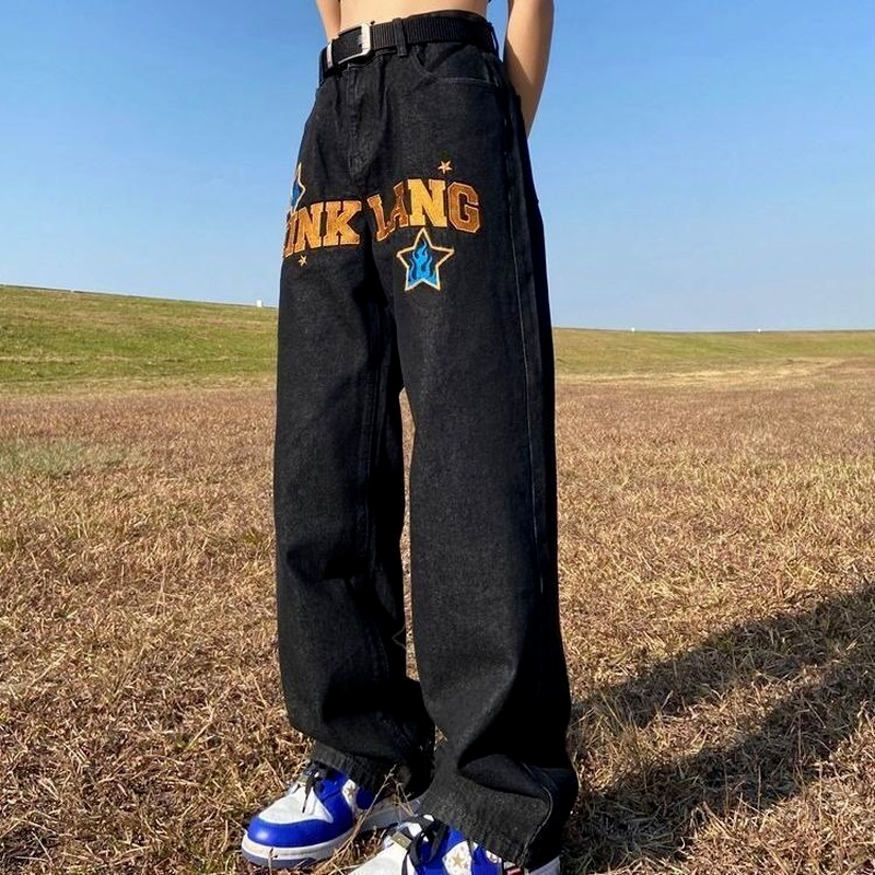 Miniatura: Retro American Hip-Hop Wide Leg Jeans for Men
