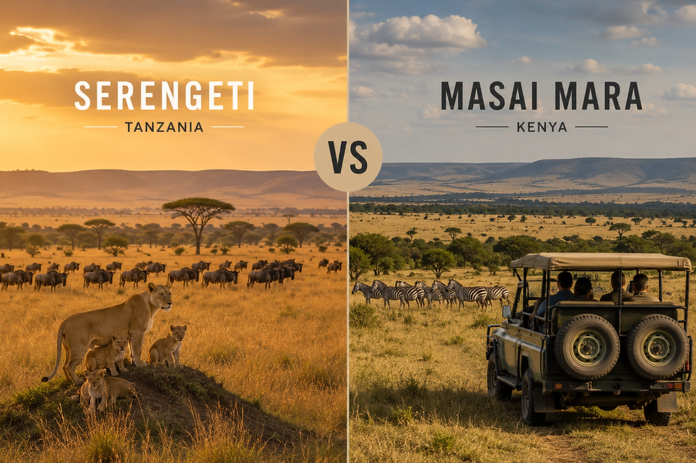 The same migration. Two remarkable landscapes. One unforgettable safari experience.