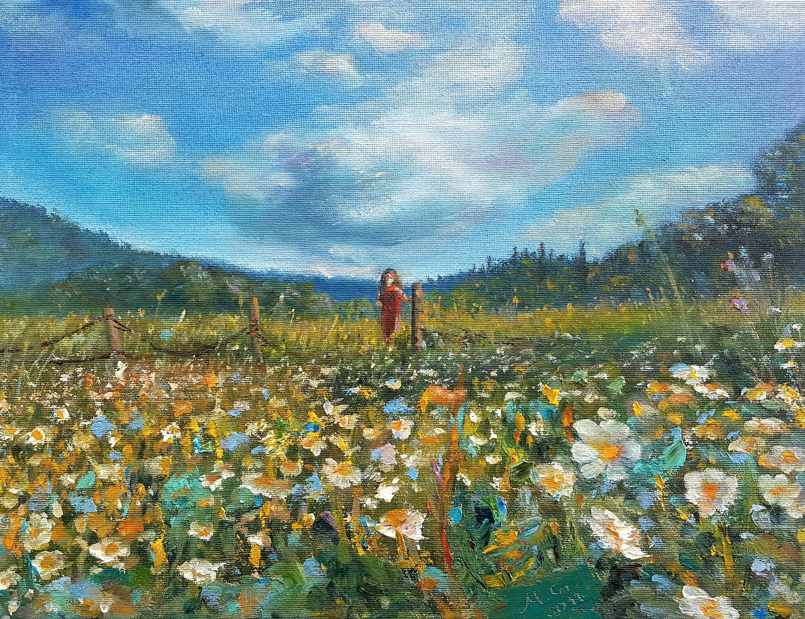 Алина и ромашки