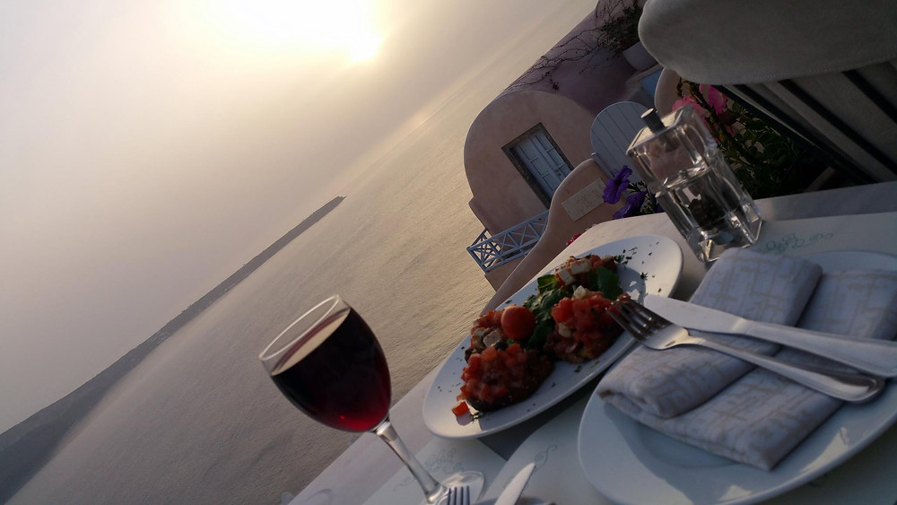Dinner With Caldera Sunset View Oia Santorini Greece