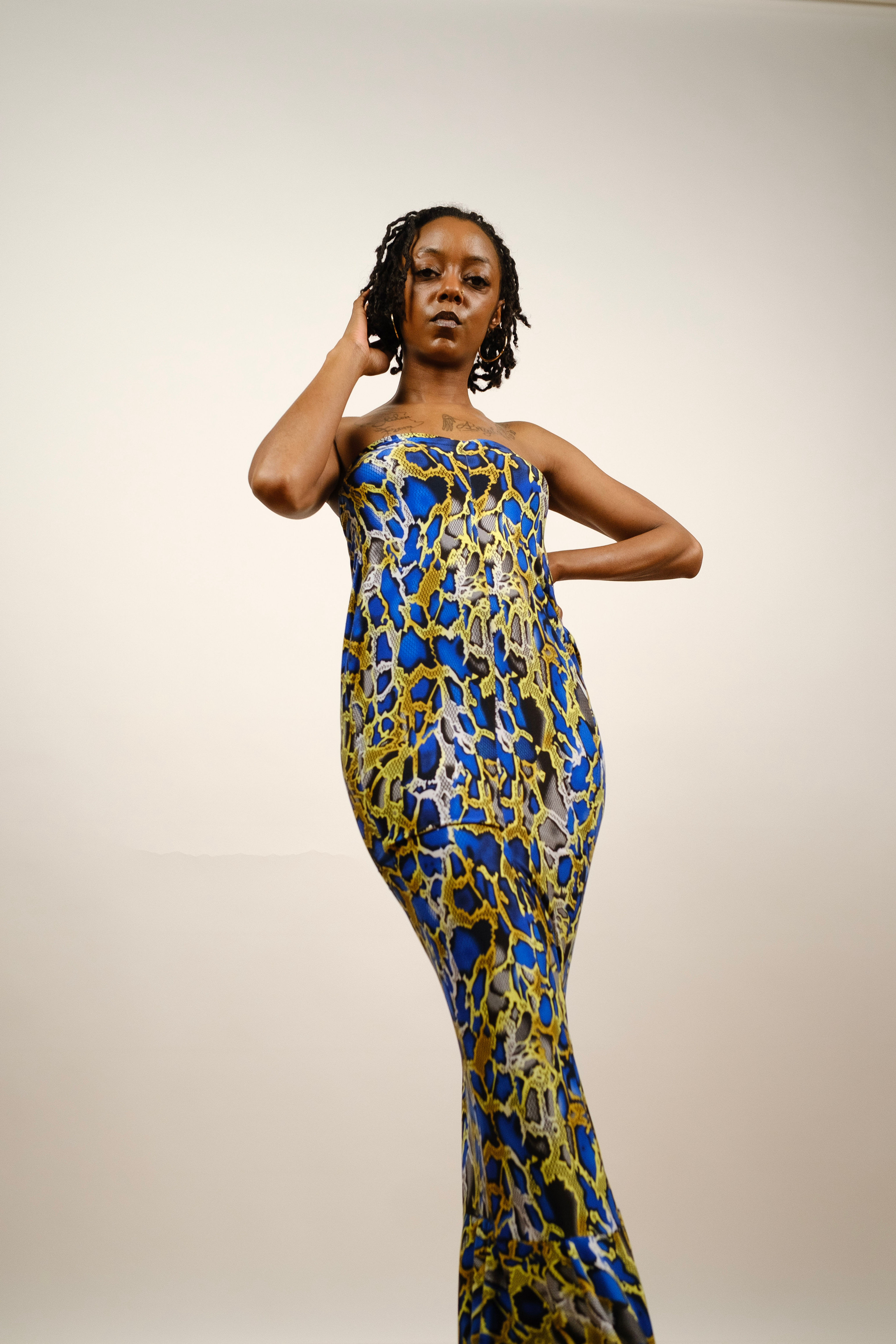 Blue Snake Maxi Dress