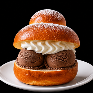Brioche-Eis Vanille Schokolade mit Sahne