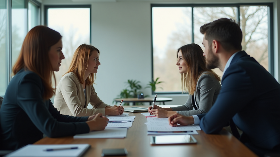 Eye-level view of a team collaborating on a Root Cause Analysis session