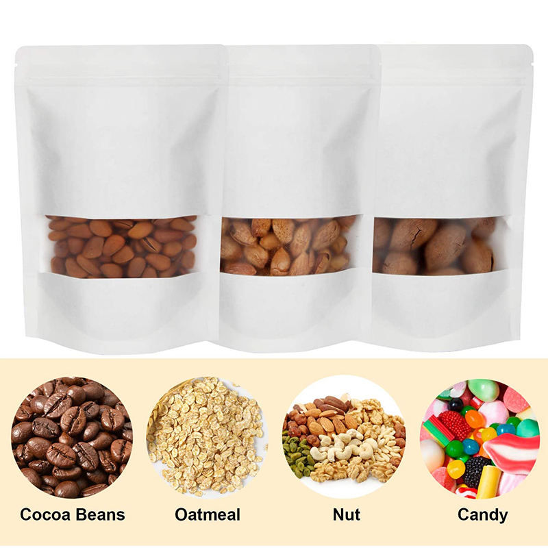 Thumbnail: Adaamya®- Matt White Color - Reusable Zip Lock Brown Plastic Stand Up Pouch Bags