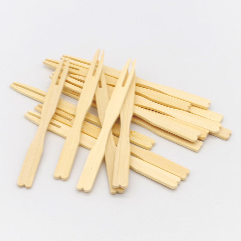 Thumbnail: Adaamya® - Bio-degradable / Disposable Wooden Fruit Fork 9 cm (3.5" ) Mini Fork