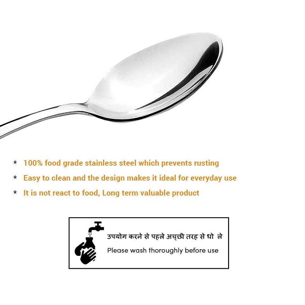 Thumbnail: Adaamya® - Stainless Steel Set of Masala Tea Coffee Sugar Salt Spoon