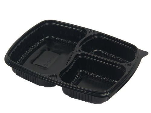 Thumbnail: Adaamya® - Microwave Dish wash Safe Meal Tray with lid Cover ( 3-Compartment)