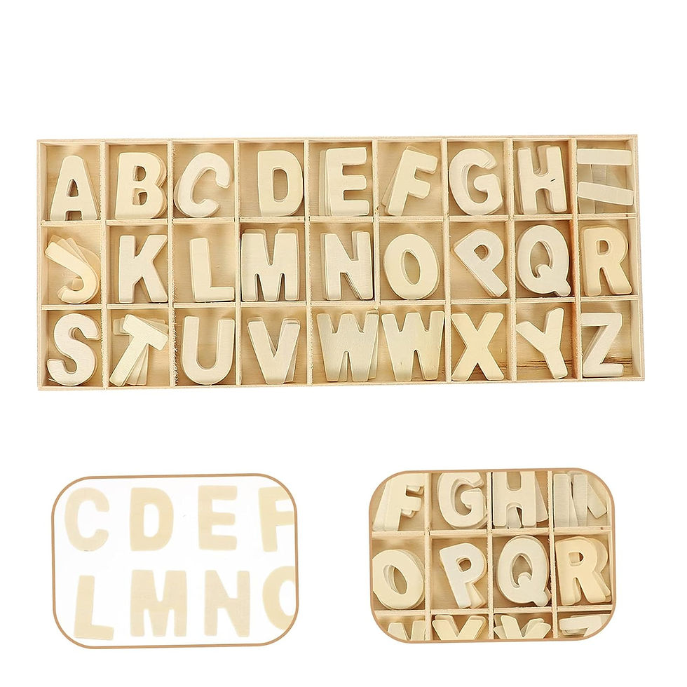 Thumbnail: Adaamya® - 130 Pieces- Wooden Alphabet Letters Chips for Arts and Crafts, 5 Sets