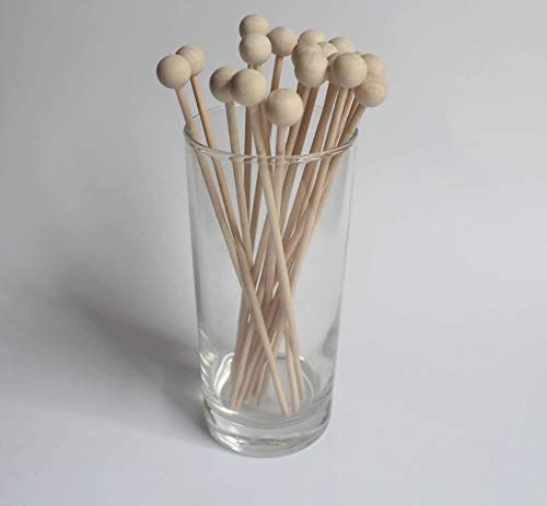 Thumbnail: Adaamya® -8" Wooden Disposable Round Bamboo Ball- Top Fancy Stirrer Sticks