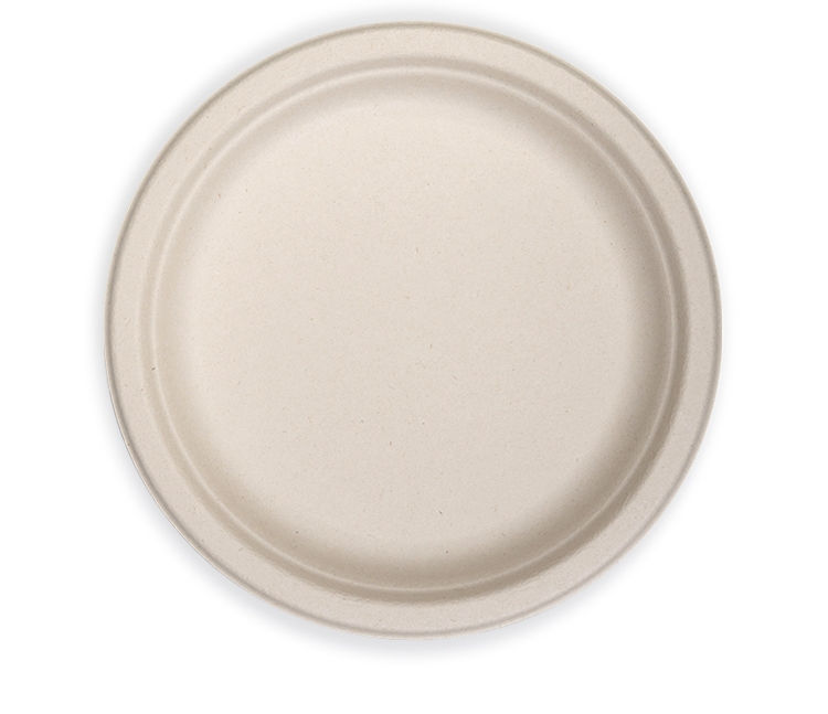Thumbnail: Adaamya® Disposable - Round Plates Bagasse, Biodegradable- Light Brown - 9"