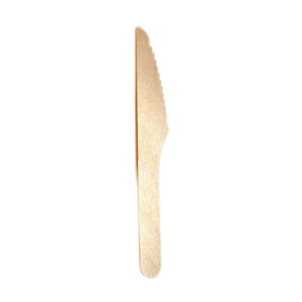 Thumbnail: Adaamya® Set of 200 Pcs - Natural Round Bamboo Knife - 16 Cm