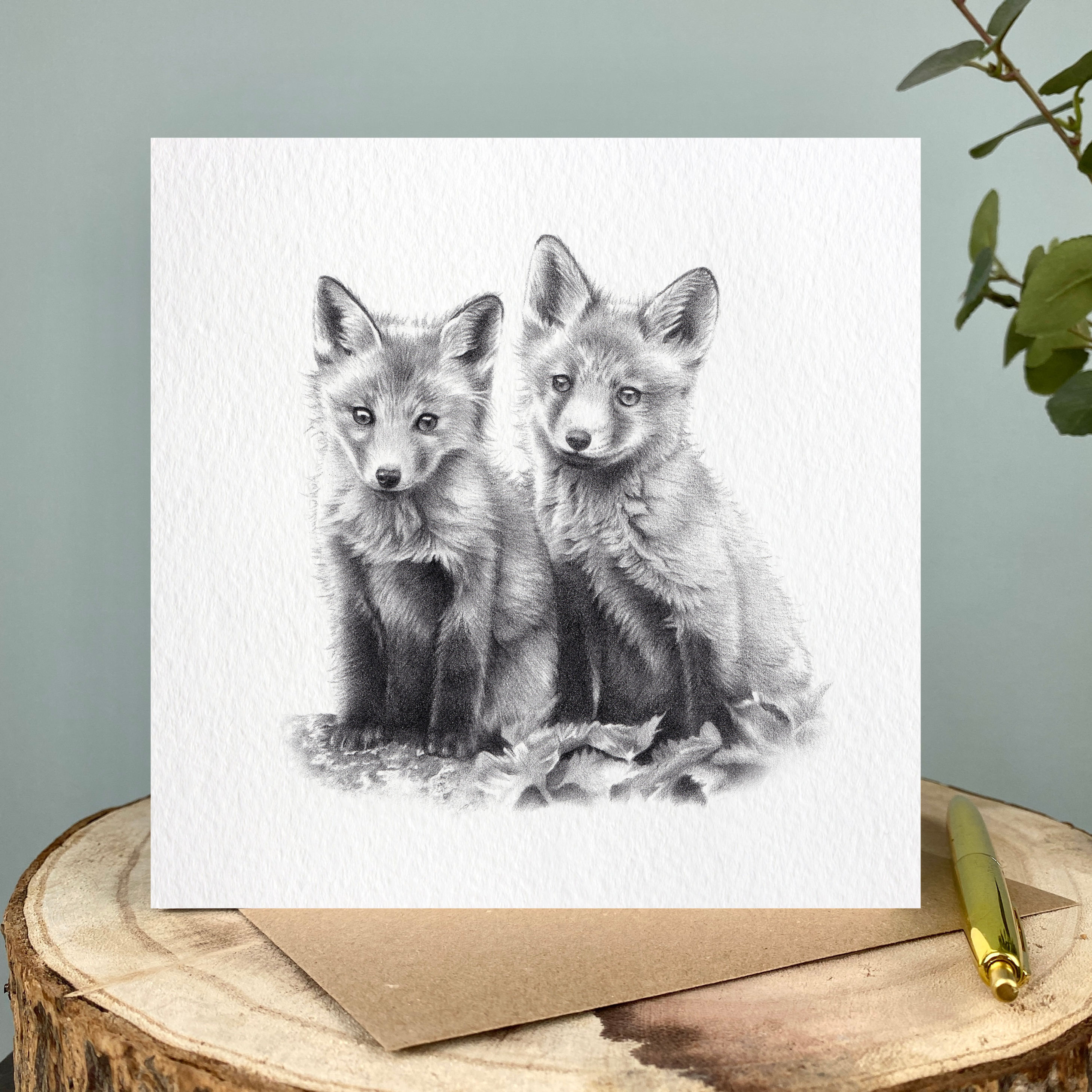 Fox Cubs Greetings Card