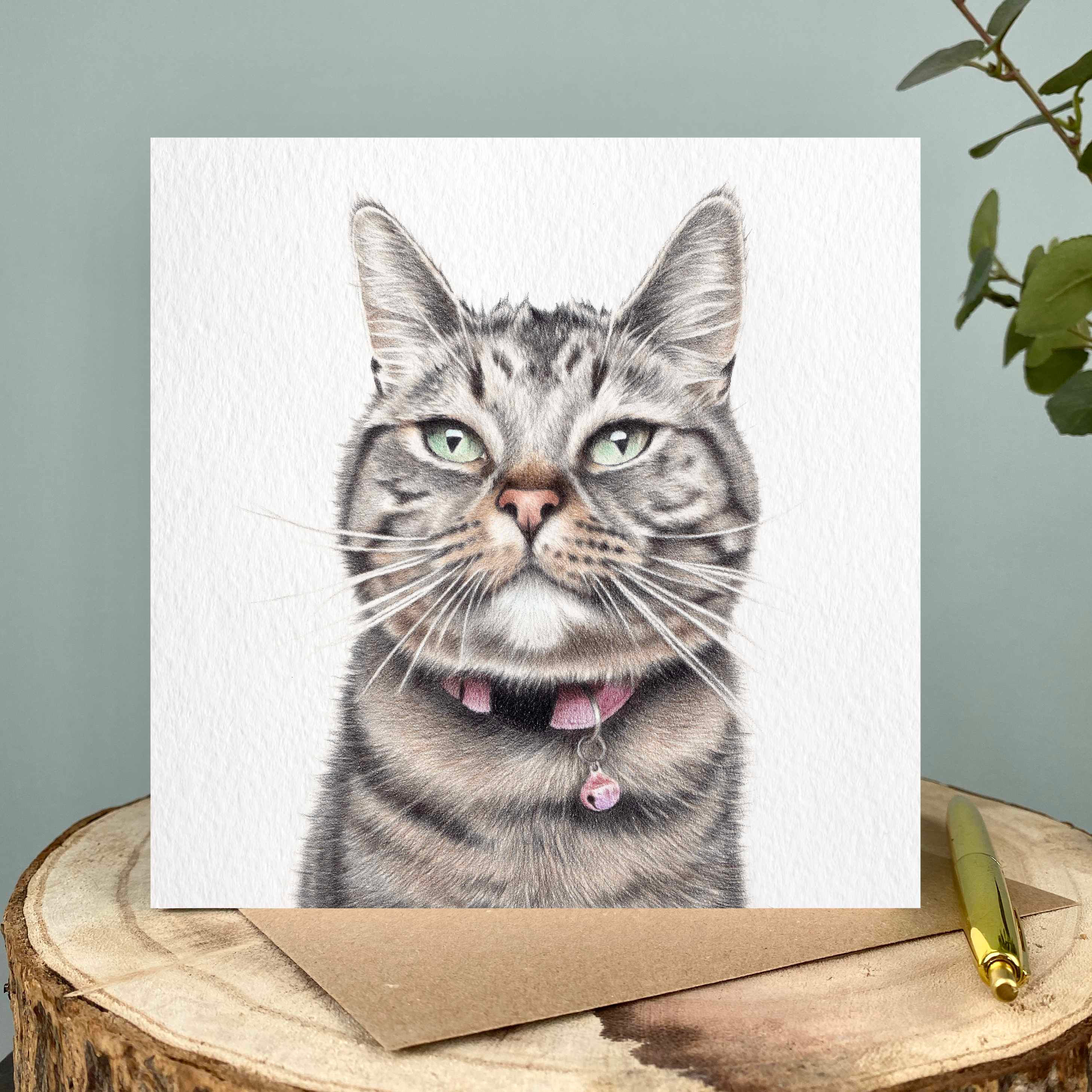 Bella Tabby Cat Greetings Card