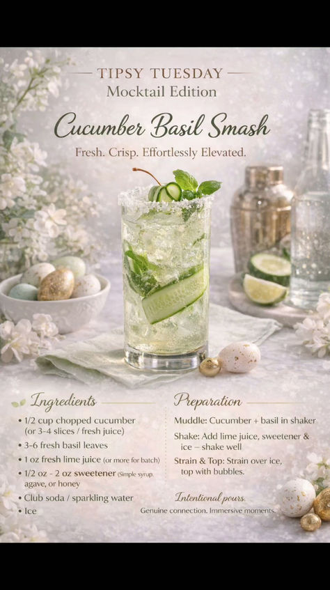 Tipsy Tuesday: Mocktail Edition Cucumber Basil Smash!!