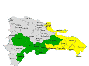 COE amplía nueve provincias en alerta amarilla y siete en verde por incidencia de vaguada