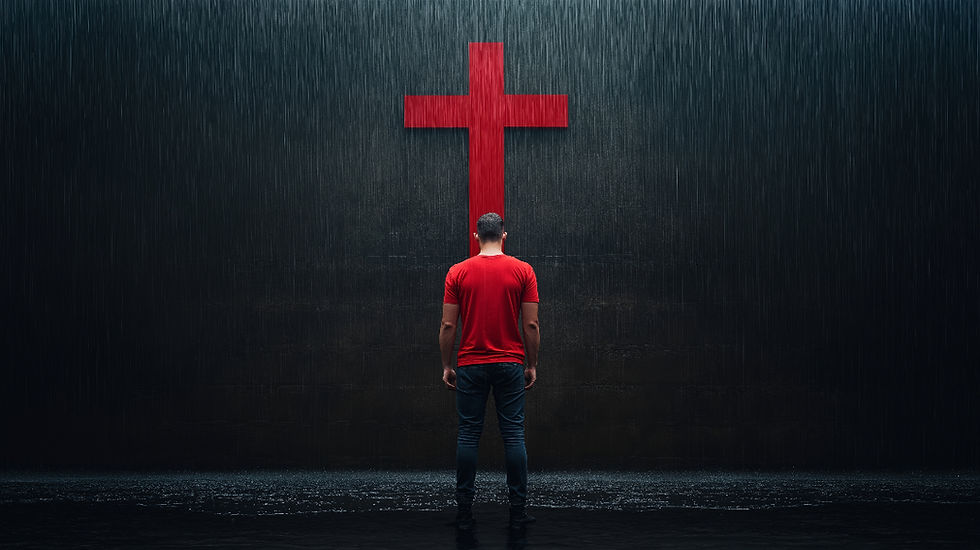 Man before cross
