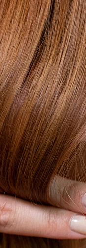 A close up of a section of red hair