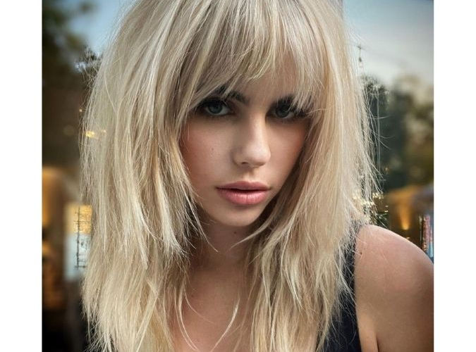 pretty girl with a shag hairstyle
