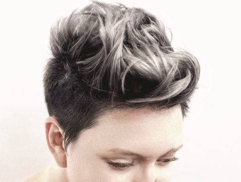 short girls haircut with texture and high contrast colour