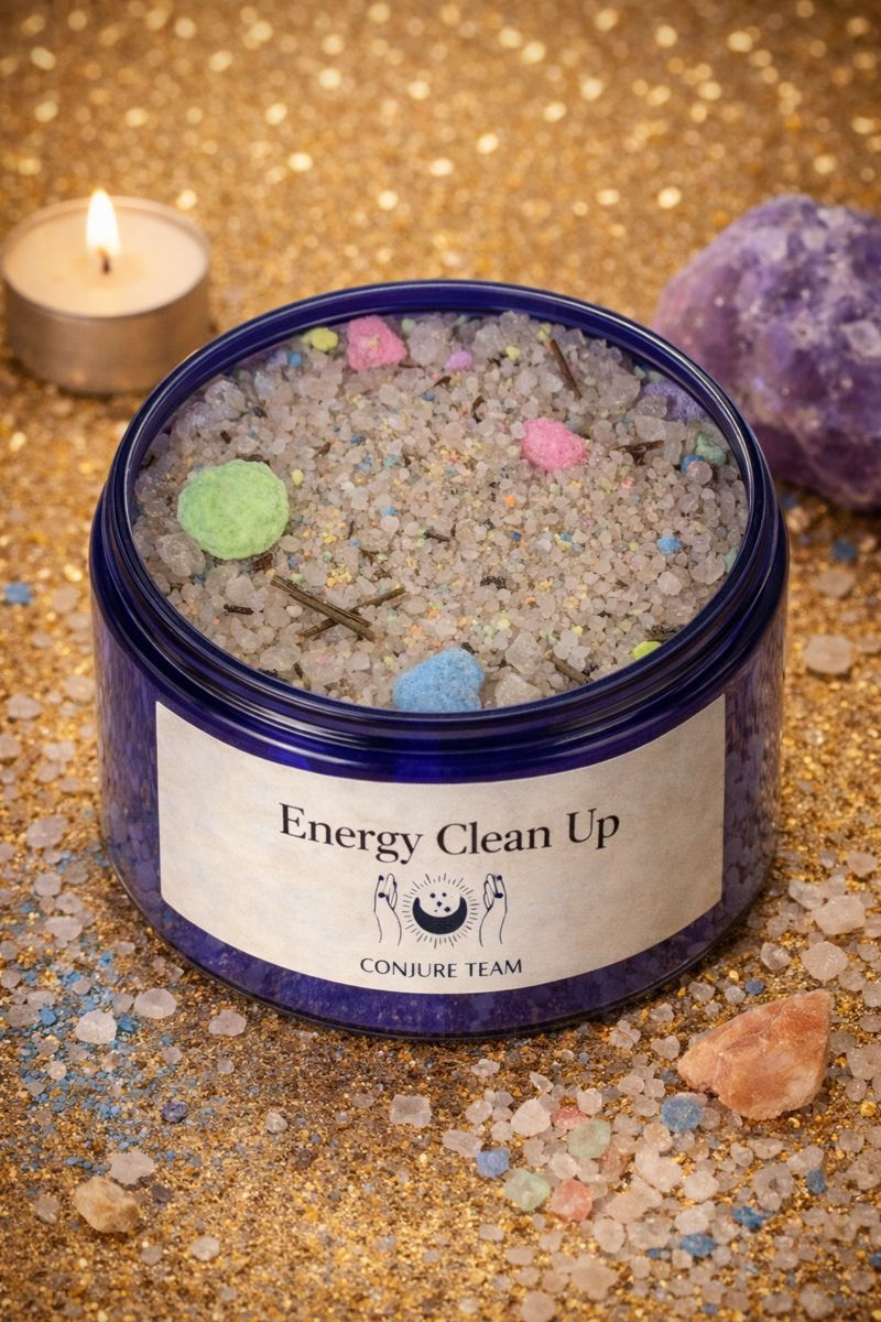 Energy Clean Up Bath Salt helps cleanse the energy you pick up from people, places, and daily life.