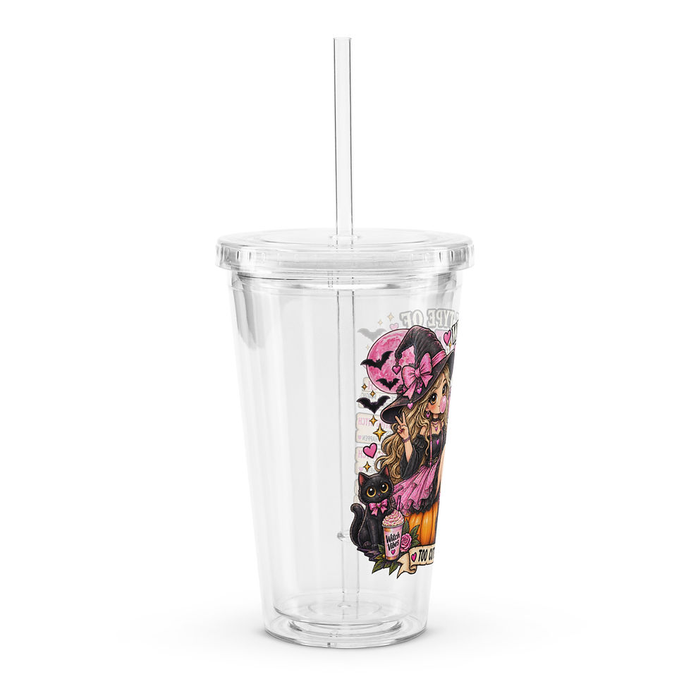 Thumbnail: "All Glam" Too Cute to Curse | Clear Plastic Tumbler with Lid & Straw | Pink