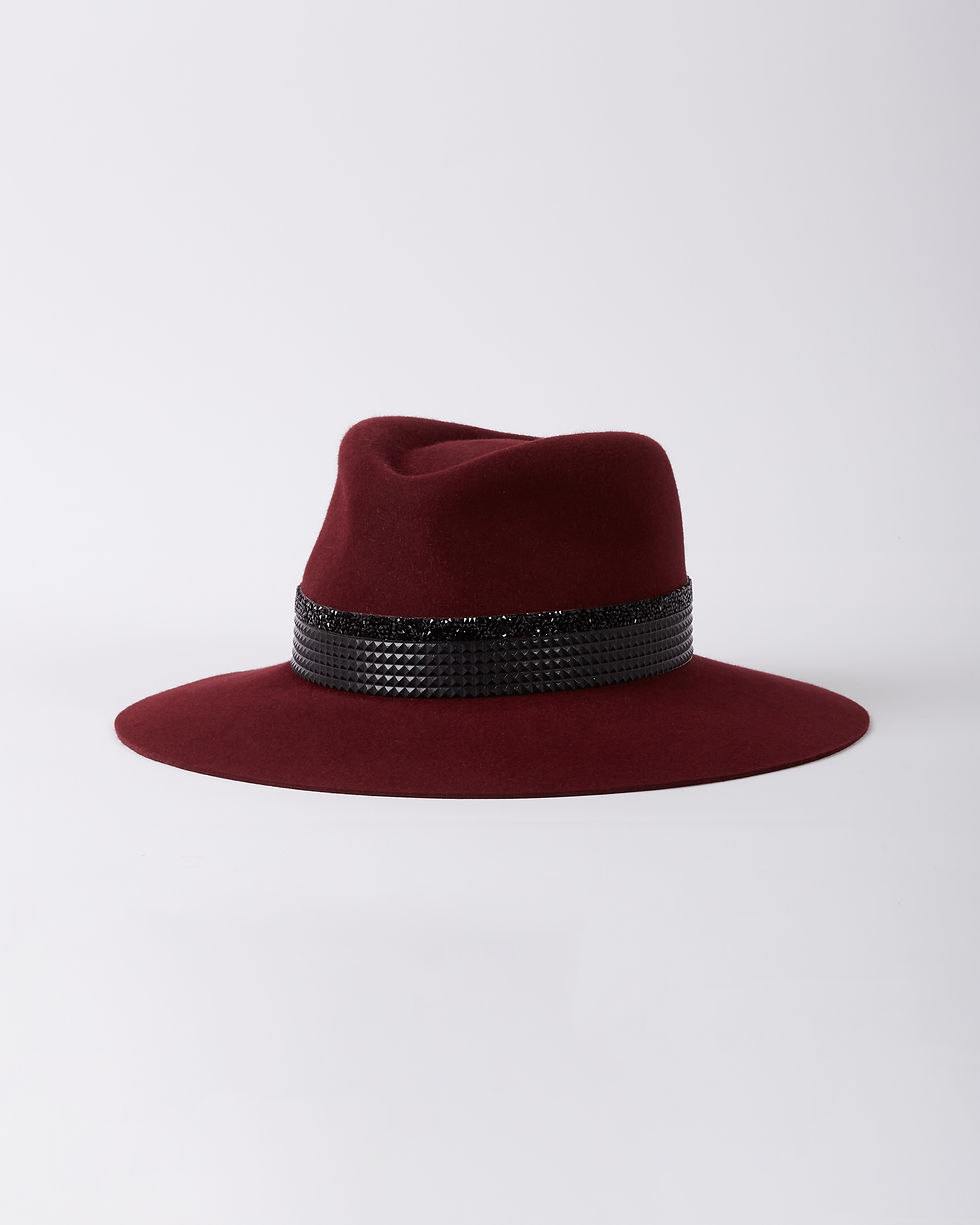 Thumbnail: Felt Hat MONTBLANC burgundy with black crystal band