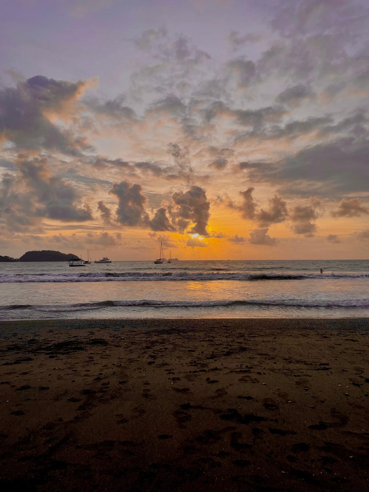 Ocean at sunset in Playa Potrero