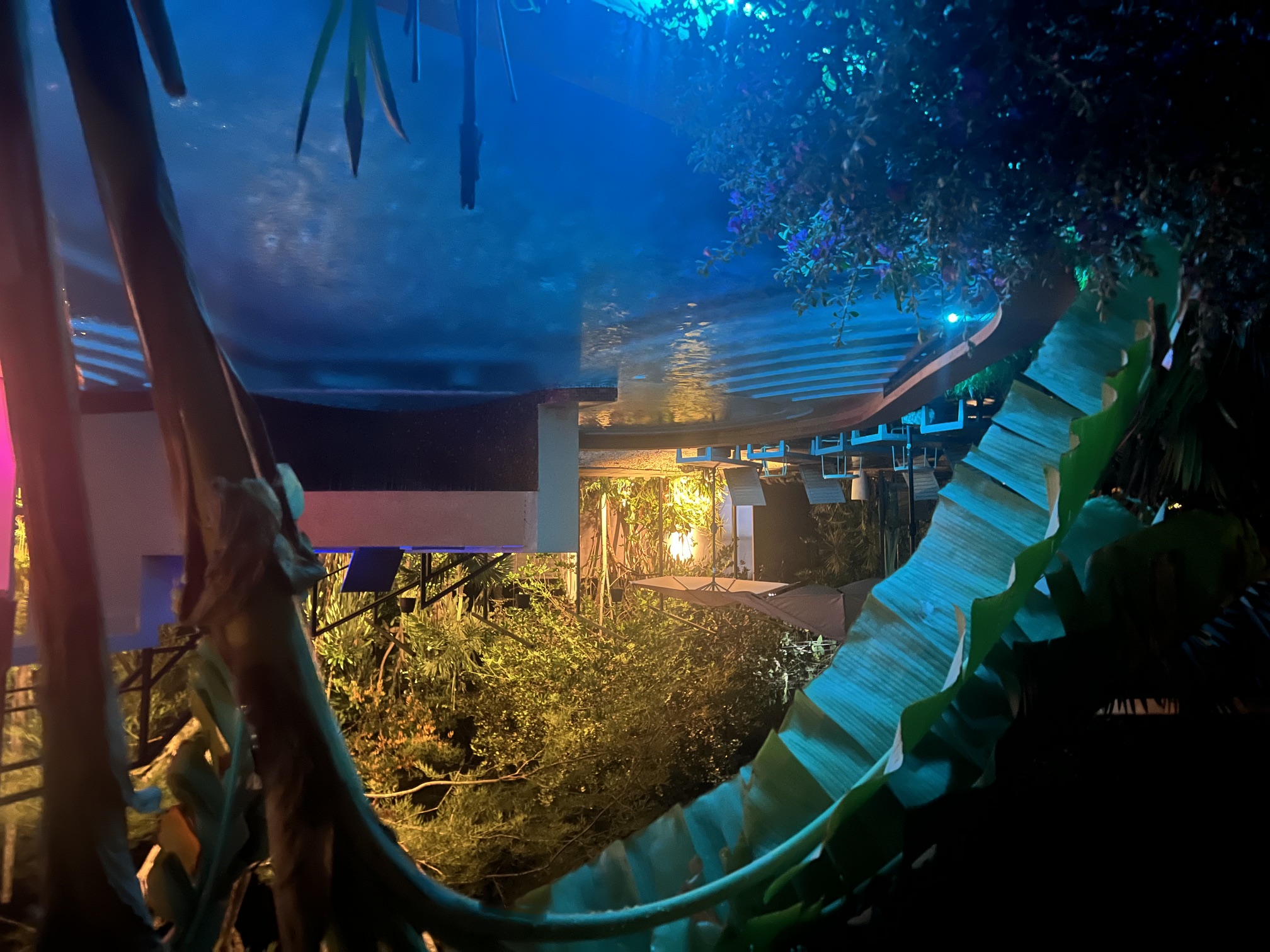 MANGO pool illuminated at night