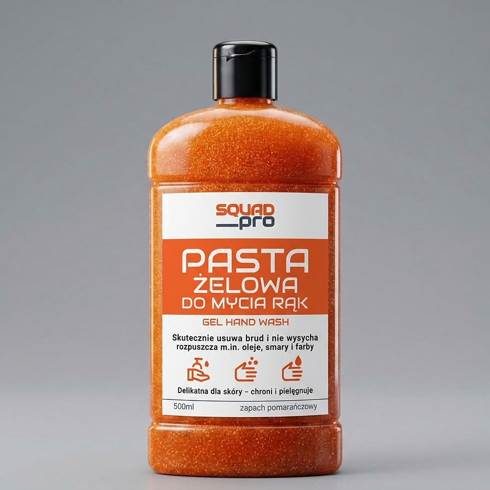PASTA ŻELOWA DO MYCIA RĄK – SQUAD PRO. Skuteczny żel do mycia rąk stworzony do usuwania trudnych zabrudzeń przemysłowych.