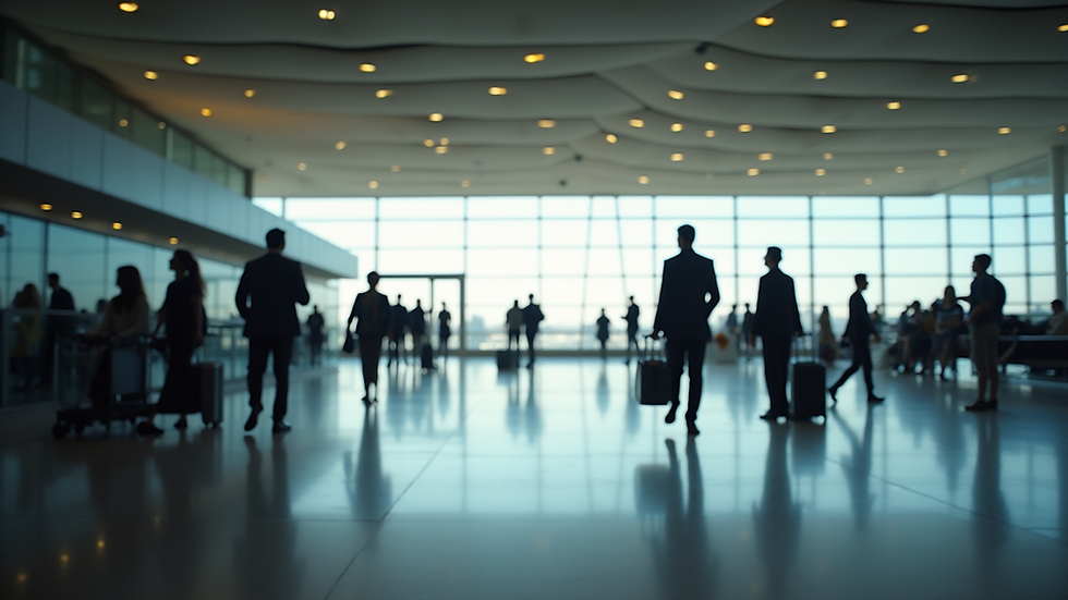 Eye-level view of a busy Australian airport terminal