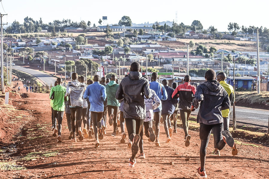 Local athletes running in Iten Home of Champions Kenya