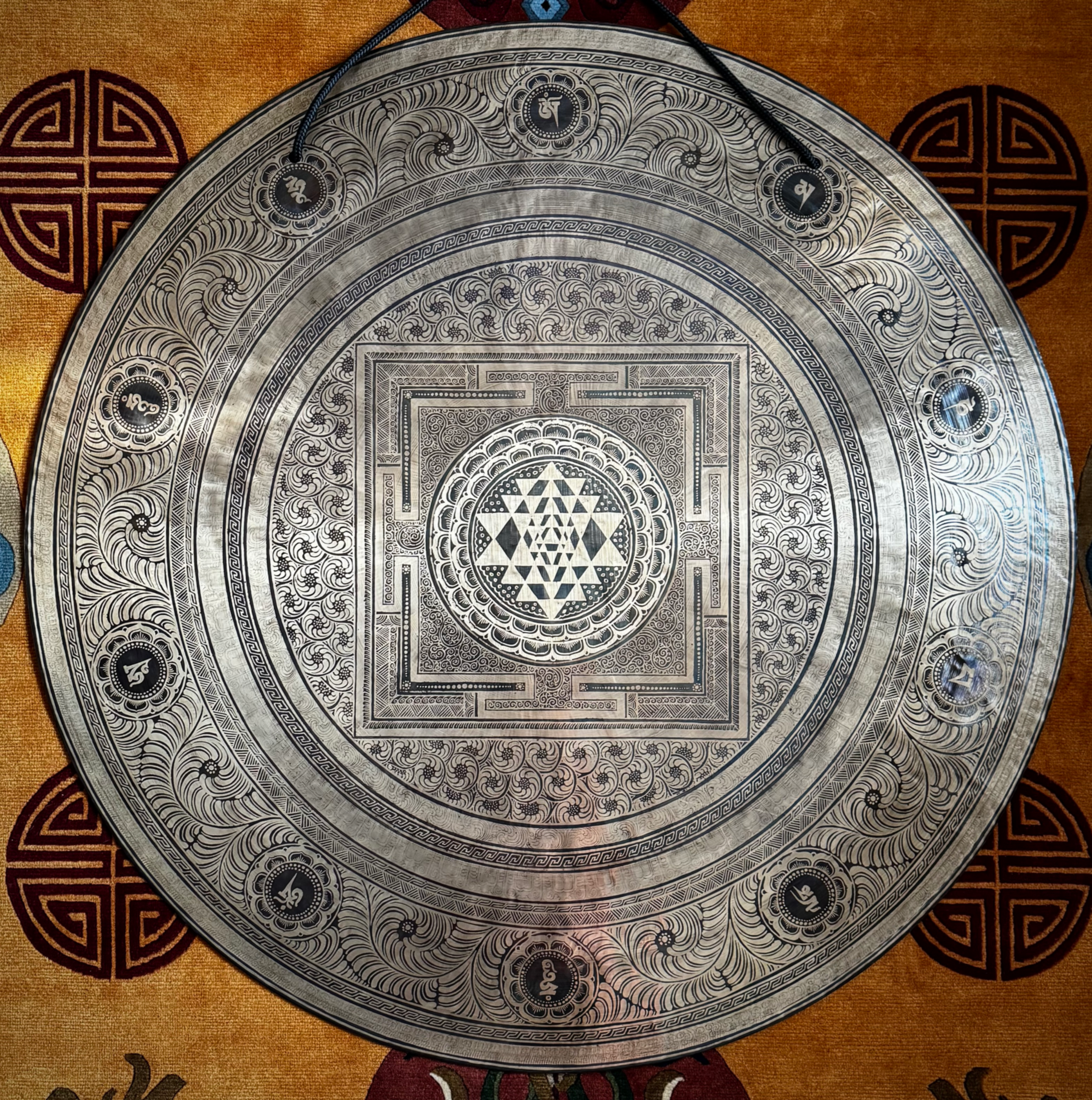 40" (100cm) Sri Yantra Singing Gong - Wind (Feng) - Fine Etching