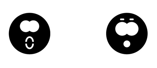 Two shocked face icons