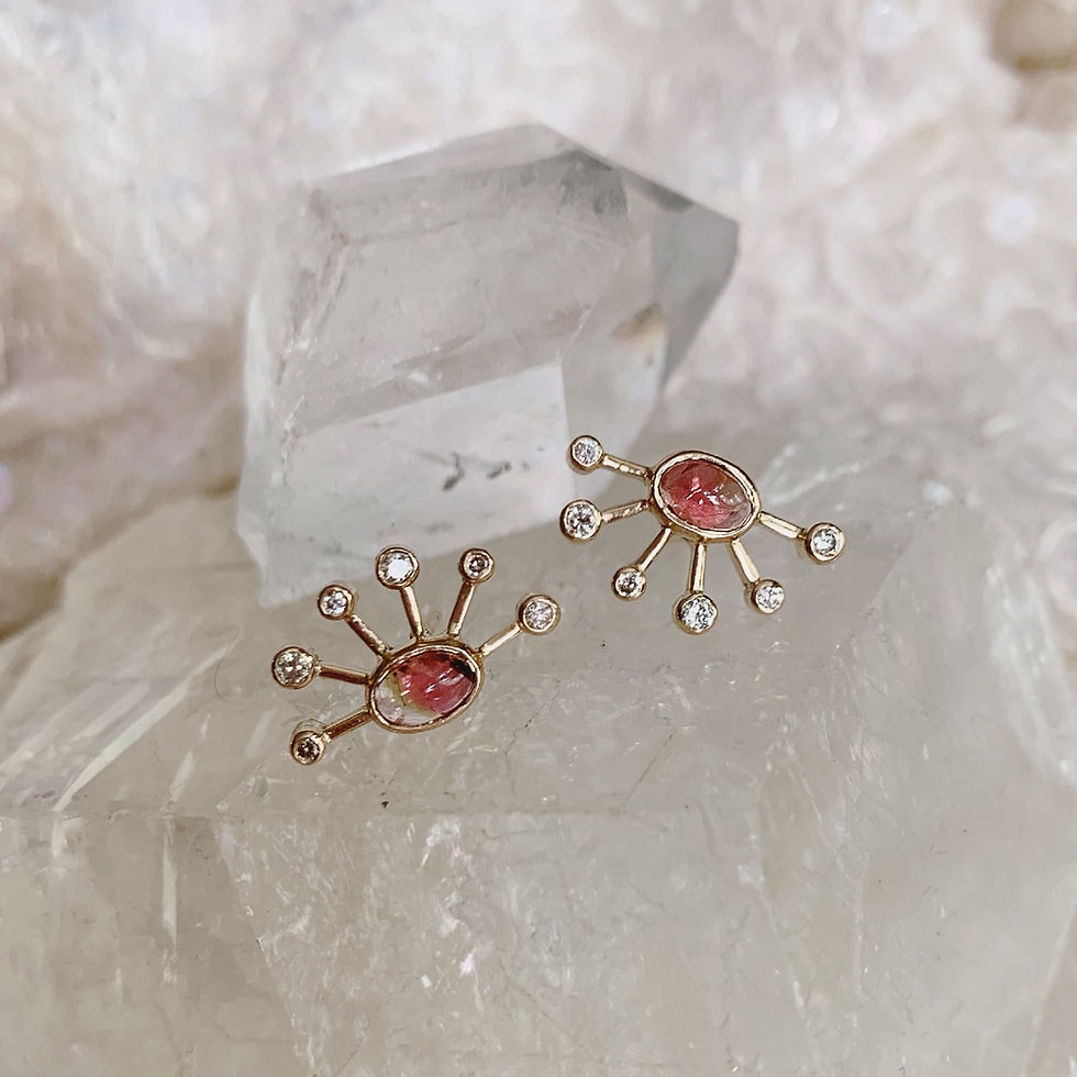Thumbnail: AMOENA Pink Stud Earrings - pair
