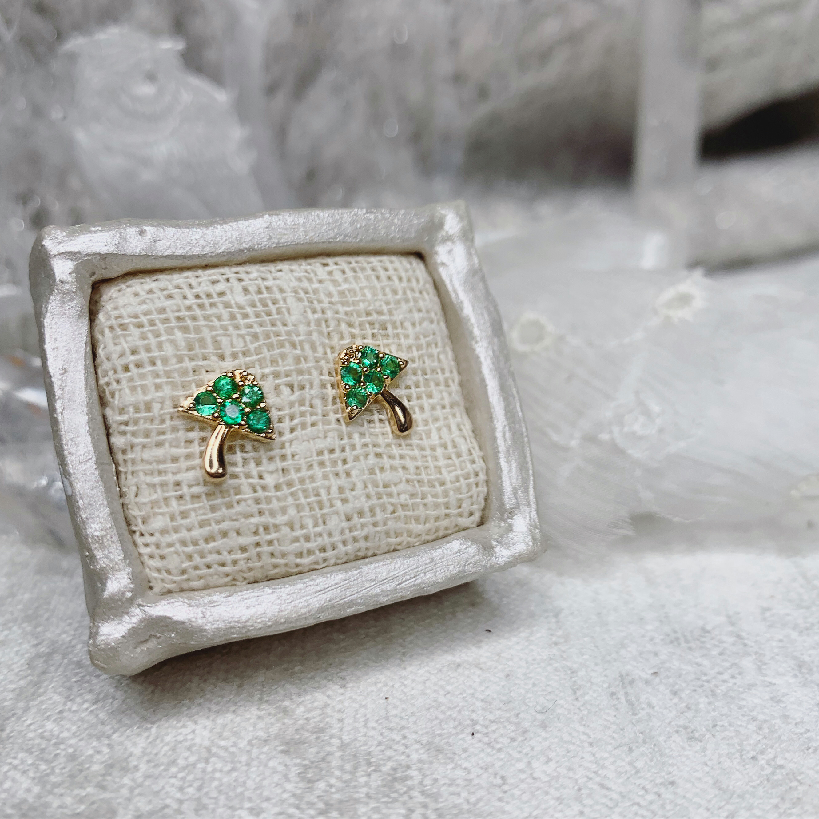 EARTHY SHROOMS Stud Earrings - Emerald