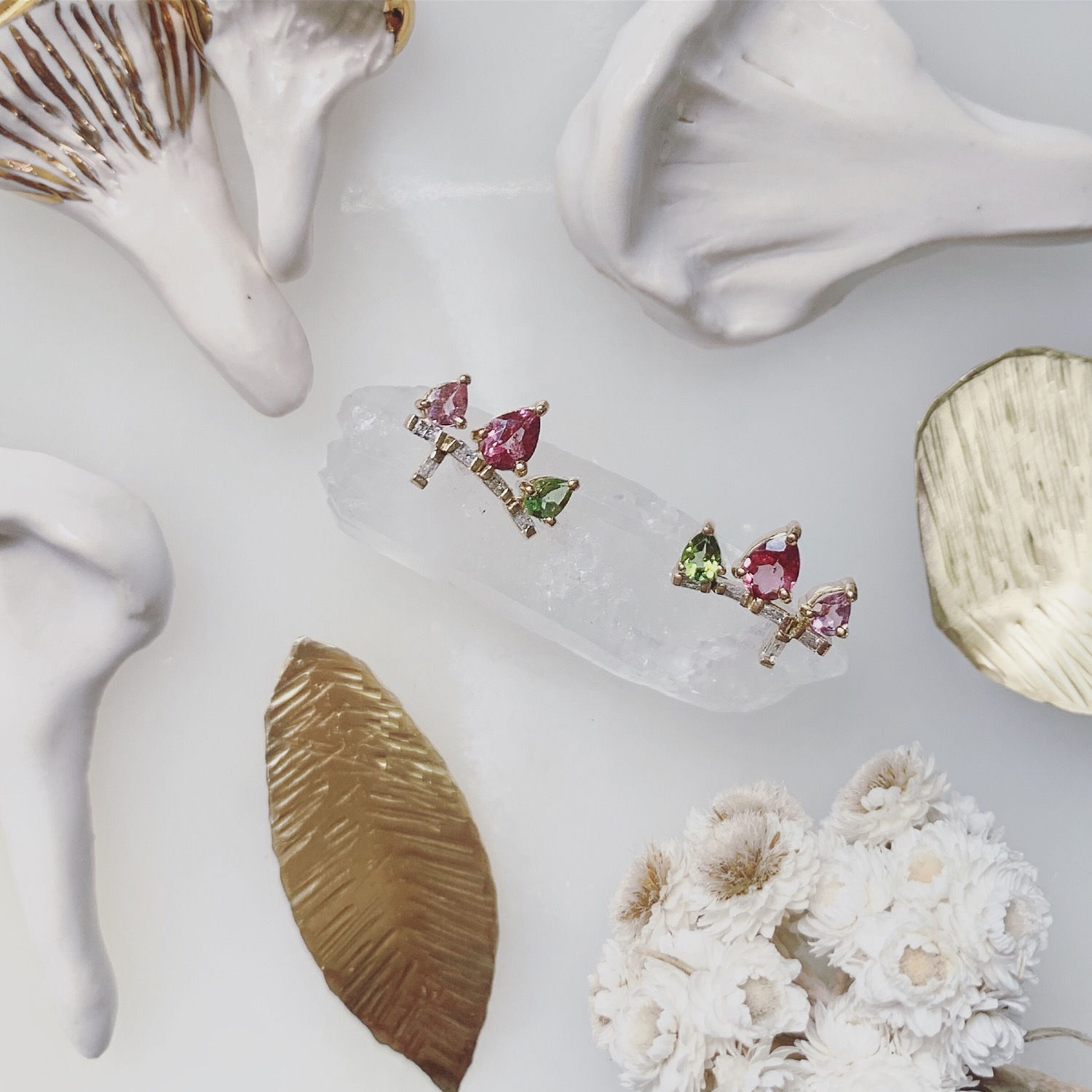 Branch Tourmaline Stud Earrings - pair