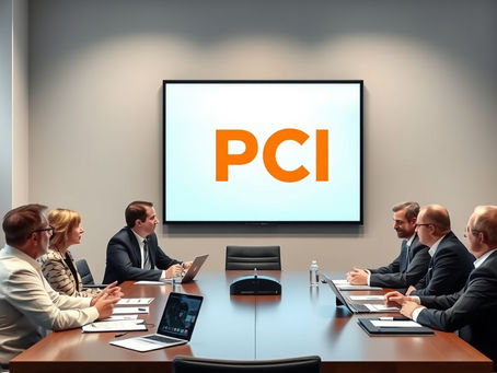 Executives in a boardroom discussing PCI compliance