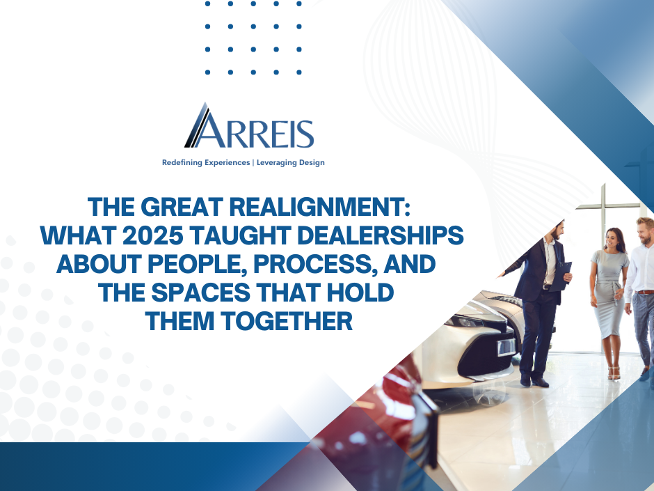 Dealership team standing in a modern facility reflecting alignment between people process and space