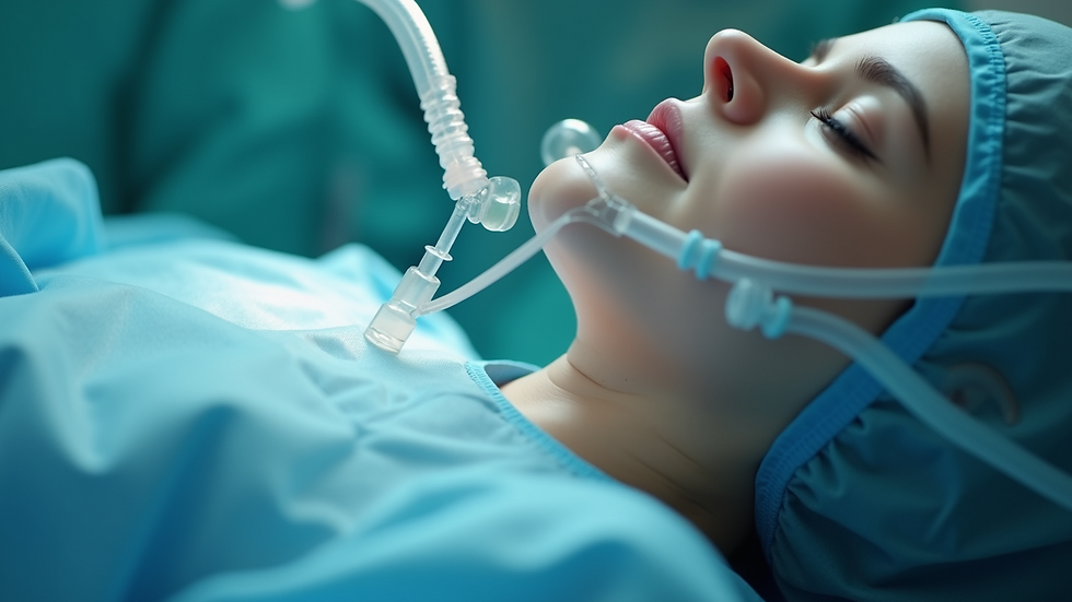 Close-up view of a flexible nasal tube designed for anesthesia procedures