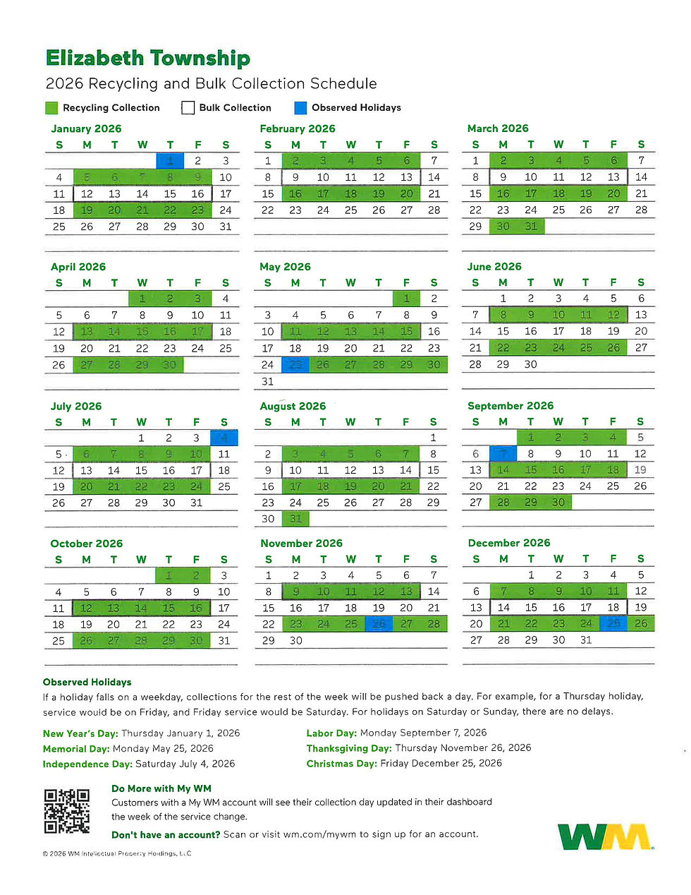 2026 Recycling-Bulk Schedule