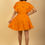 Thumbnail: AviEvie's Bright Orange Eyelet V‑Neck Flutter Sleeve Eyelet Mini Dress – Cotton