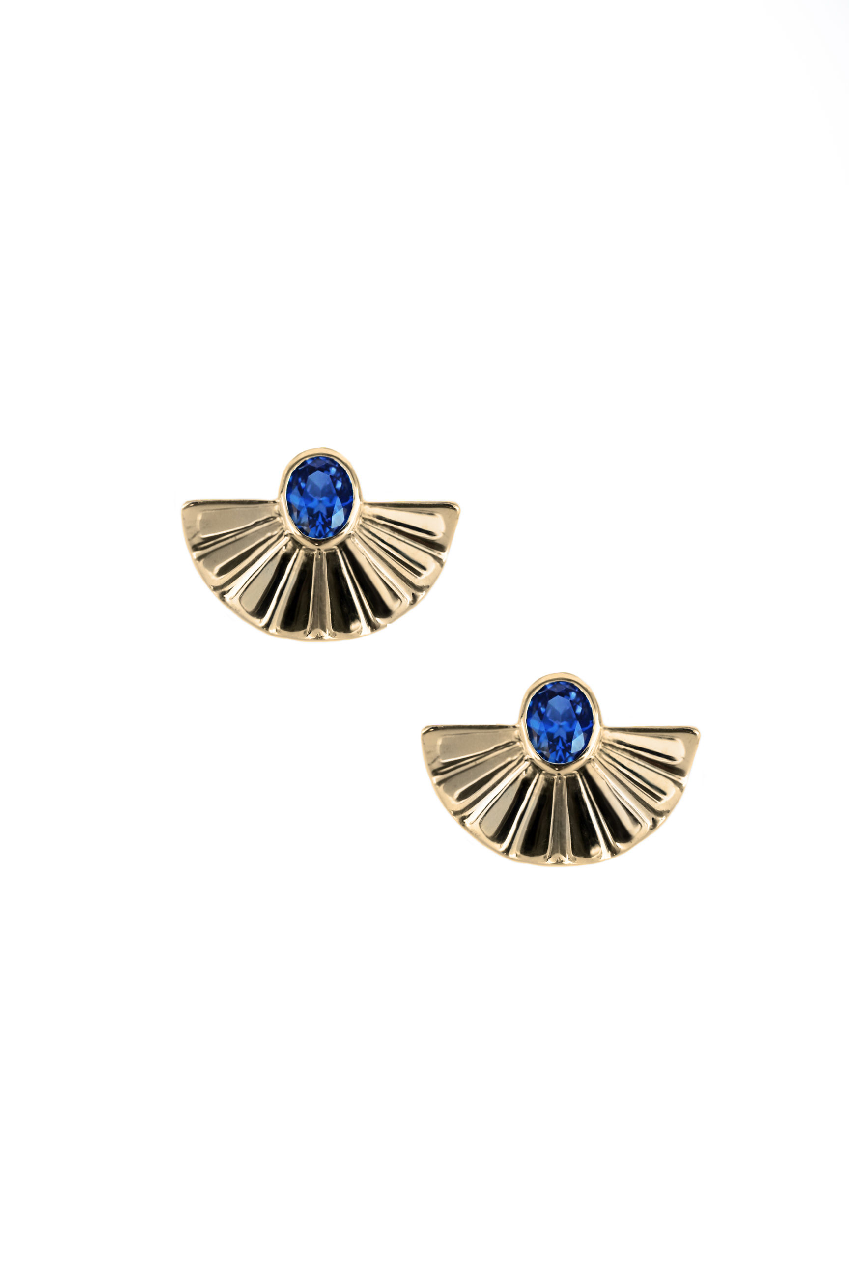 The Queen's Fan Sapphire Earrings Gold (S, M, L)
