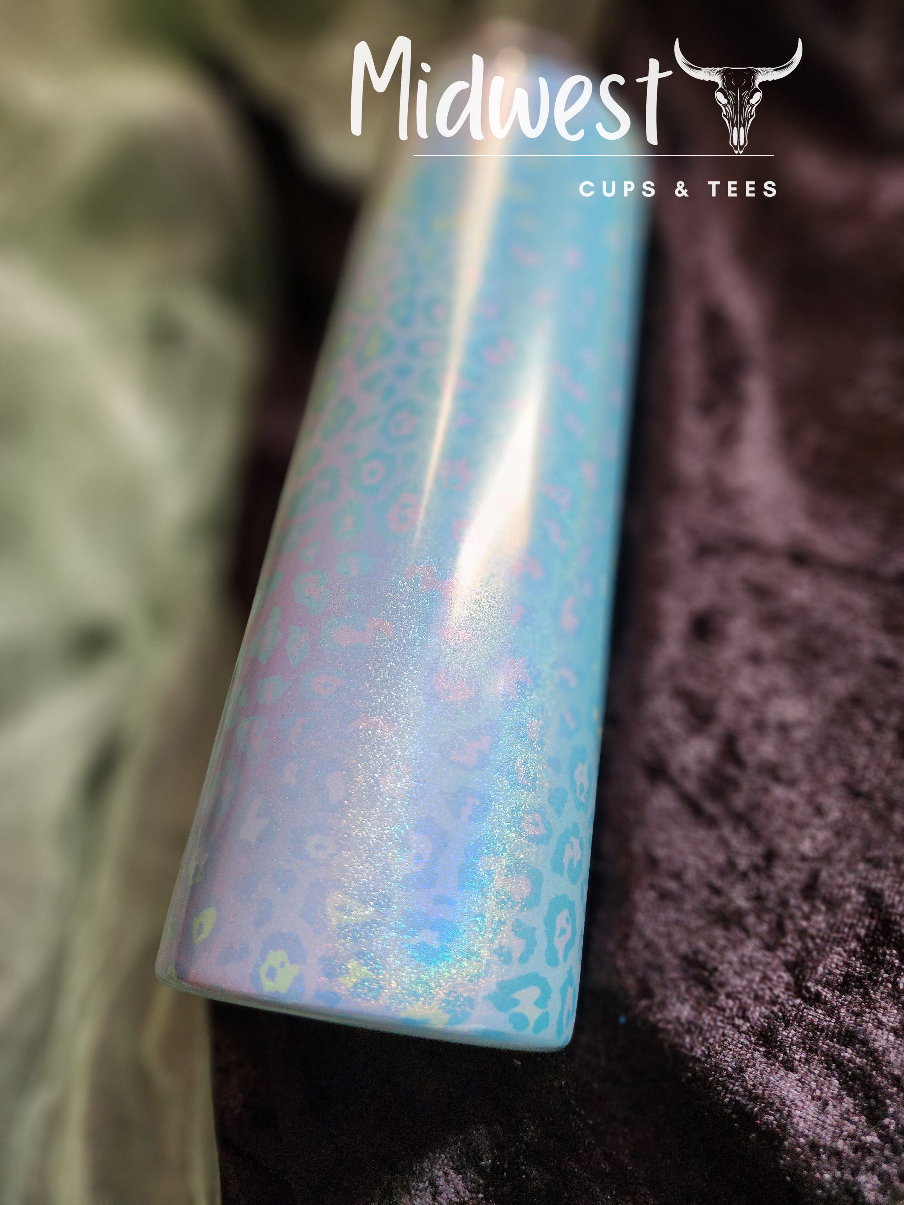 Cheetah Blue Glitter 20 oz Tumbler