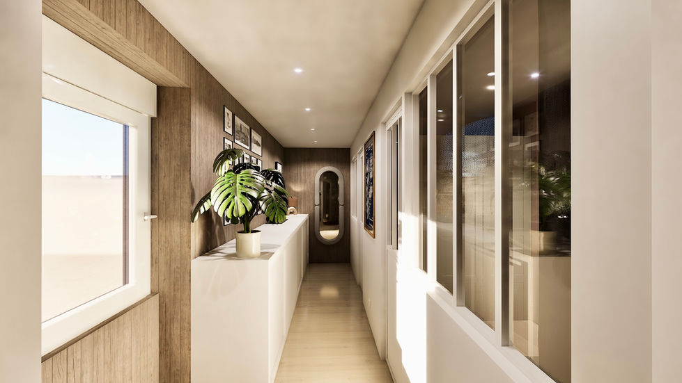 Couloir de servitude des chambres avec rangements